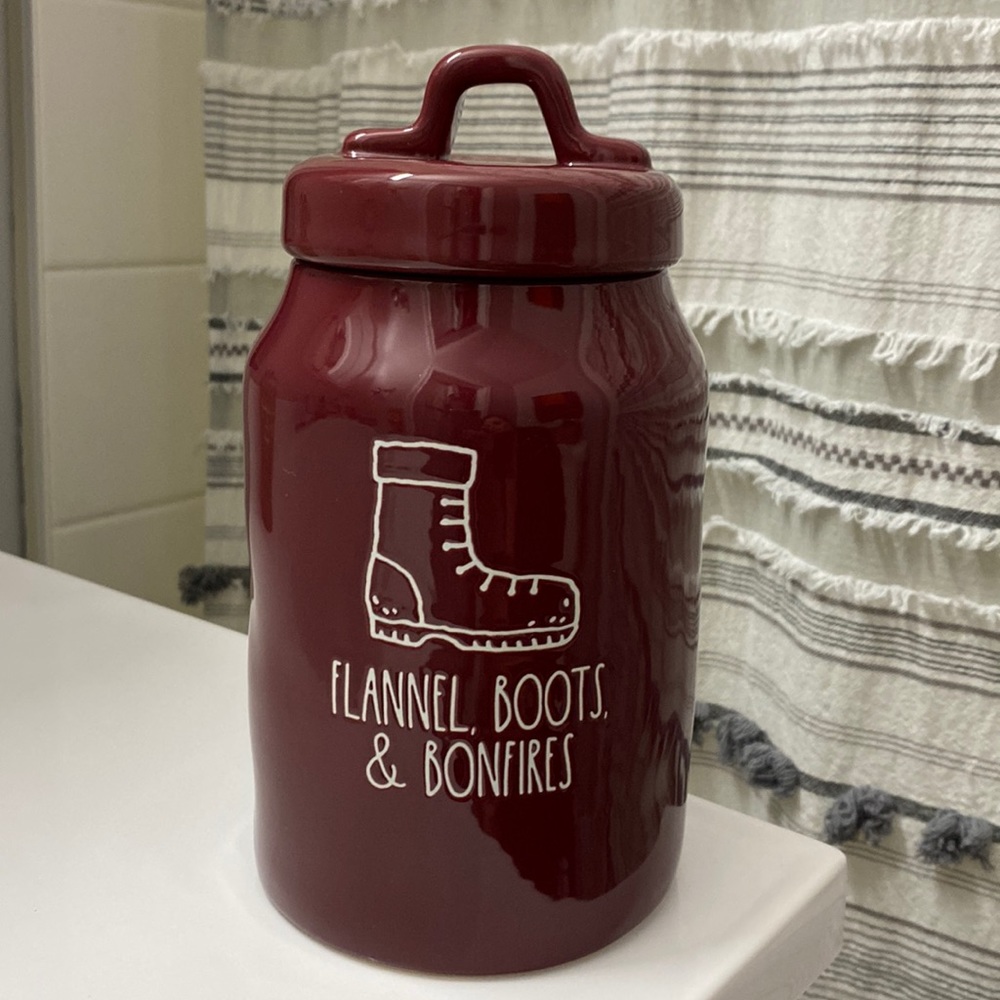 Rae Dunn burgundy canister